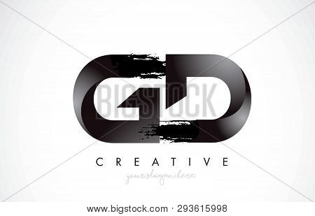 Gd Letter Design With Brush Stroke And Modern 3d Look Vector Illustration.