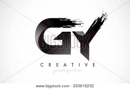 Gy Letter Design With Brush Stroke And Modern 3d Look Vector Illustration.