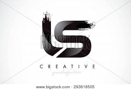 Ls Letter Design With Brush Stroke And Modern 3d Look Vector Illustration.