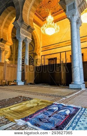 Carthage, Tunisia - April 3: Inside View Of The Malik Ibn Anas Mosque In Carthage, Tunisia On April 