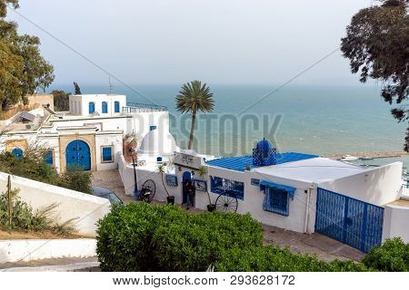 Sidi Bou Said, Tunisia- April 3: Beautiful View Of The Waterfront In Sidi Bou Said, Tunisia On April