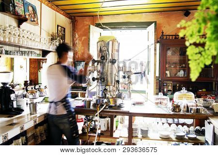 SALENTO, COLOMBIA, AUGUST 17, 2018: Traditional cafeteria in Salento, Colombia, South America

