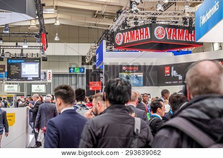 Hannover , Germany - April 02 2019 : Yamaha Is Presenting Their Newest Innovations At The Hannover M