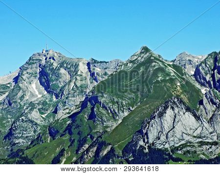 The Beautiful And Dominant Alpine Peak Of Säntis (santis Or Saentis) In Alpstein Mountain Range - Ca