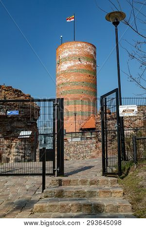 Grudziadz, Kujawsko-pomorskie / Poland - April, 5, 2019: The Old Castle Tower On The Vistula Hill. C