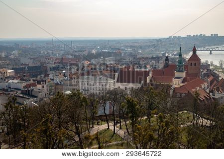 Grudziadz, Kujawsko-pomorskie / Poland - April, 5, 2019: Panorama Of The City Of Grudziądz. Building