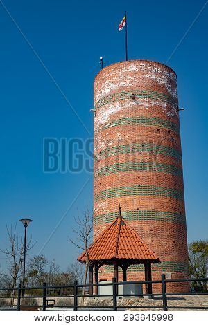Grudziadz, Kujawsko-pomorskie / Poland - April, 5, 2019: The Old Castle Tower On The Vistula Hill. C