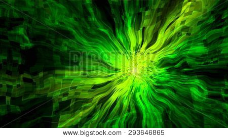 Bright Digital Flower Abstraction - Distortion Of Space With Shiny Effect, Computer Generated Backgr