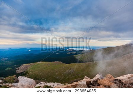 The View From Mt. Evans. Scenic Landscape Of The Northern Colorado Rocky Mountains.