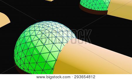 Simple Space Colony With Special Constructions In Space, 3d Render Illustration, Computer Generated