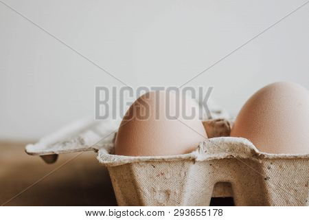 Easter Raff Egg. Minimal Easter Concept. Craft Hipster Holiday Package, Carton Box