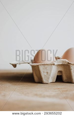 Easter Raff Egg. Minimal Easter Concept. Craft Hipster Holiday Package, Carton Box
