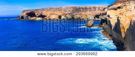 Volcanic Fuerteventura island - natural cave formations in Ajuy. Canary islands