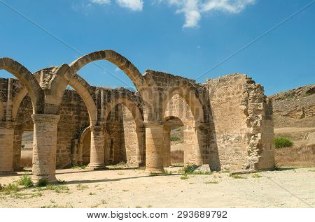 Ruins Of The Medieval Royal Palace Of Luizinyan Close Up. Potamia, Cyprus