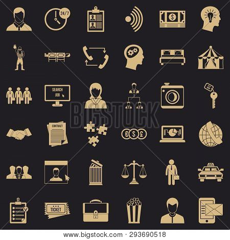 Coherence In Job Icons Set. Simple Style Of 36 Coherence In Job Vector Icons For Web For Any Design