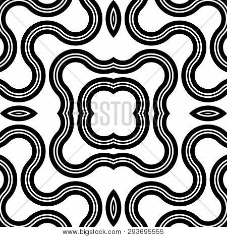 Design Seamless Monochrome Decorative Pattern. Abstract Twisting Background. Vector Art