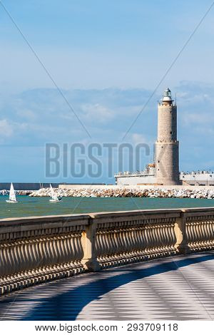 Lighthouse Seen From Terrazza Mascagni In Leghorn, Italy