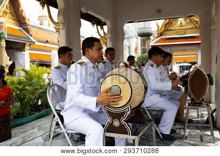 Bangkok, Thailand - April 6, 2018: The Grand Palace - Chakri Day - Decorated In Gold And Bright Colo