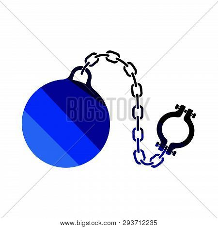 Fetter With Ball Icon. Flat Color Design. Vector Illustration.