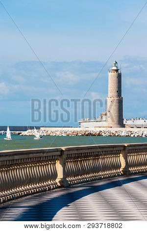 Lighthouse Seen From Terrazza Mascagni In Leghorn, Italy