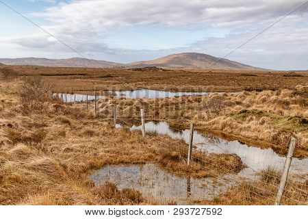 Conemara Lake And Bog With Mountains In Background