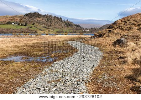 Farm, Lake And Vegetation At Western Way Trail In Lough Corrib