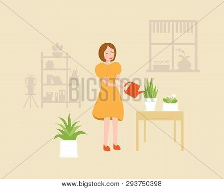 Vector Color Illustration In Flat Style On Yellow Background
