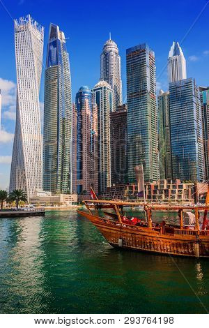 Modern Residential Architecture Of Dubai Marina, United Arab Emirates.