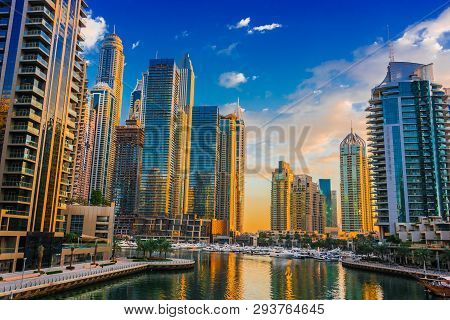 Modern Residential Architecture Of Dubai Marina, Uae