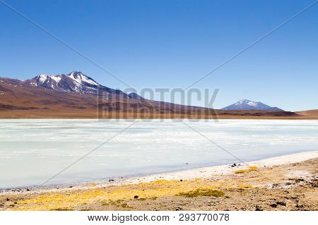 Laguna Hedionda Landscape,bolivia. Beautiful Bolivian Panorama. Blue Water Lagoon