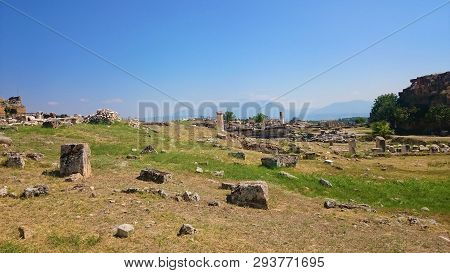 Ruins And Ruins Of The Ancient City, Hierapolis Near Pamukkale, Turkey.