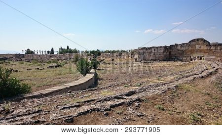 Ruins And Ruins Of The Ancient City, Hierapolis Near Pamukkale, Turkey.