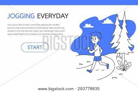A Man Joggings Outdoor, Simple And Clean Doodle Vector Illustration