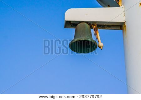 Old Automated Bell Alarm System, Vintage Harbor Signal Equipment, Sailor Background