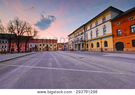 Levoca, Slovakia - March 18, 2016: Main Square Of Unesco Listed Medieval Town Of Levoca In Eastern S