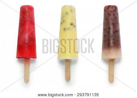 homemade ice pops, strawberry, passion fruit, adzuki beans