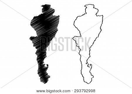 Cesar Department (colombia, Republic Of Colombia, Departments Of Colombia) Map Vector Illustration, 