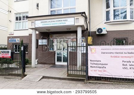 Gdansk, Poland - February 17, 2019: Breast Treatment Center. Copernicus Mamma Centrum.