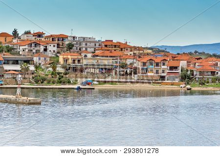 Ammouliani, Greece - April 3, 2015: Panorama To Ammouliani Island, Athos, Chalkidiki, Central Macedo