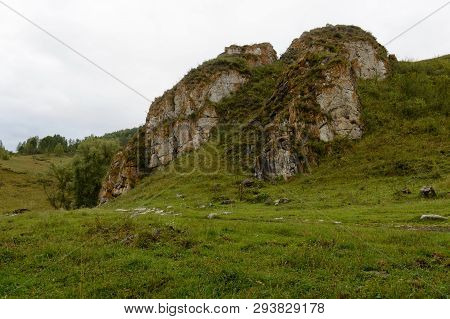 Mountain Landscape In The Vicinity Of The Village Of Generalka Altai Territory. Western Siberia. Rus