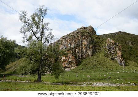 Mountain Landscape In The Vicinity Of The Village Of Generalka Altai Territory. Western Siberia. Rus