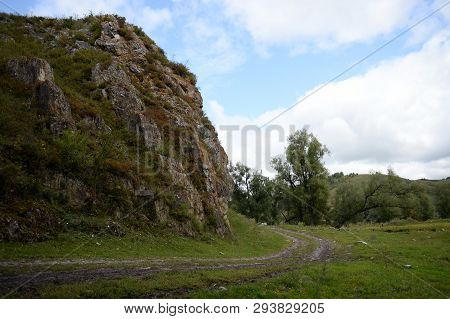 Mountain Landscape In The Vicinity Of The Village Of Generalka Altai Territory. Western Siberia. Rus