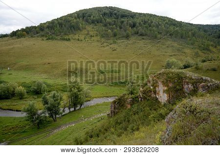 Mountain Landscape In The Vicinity Of The Village Of Generalka Altai Territory. Western Siberia. Rus