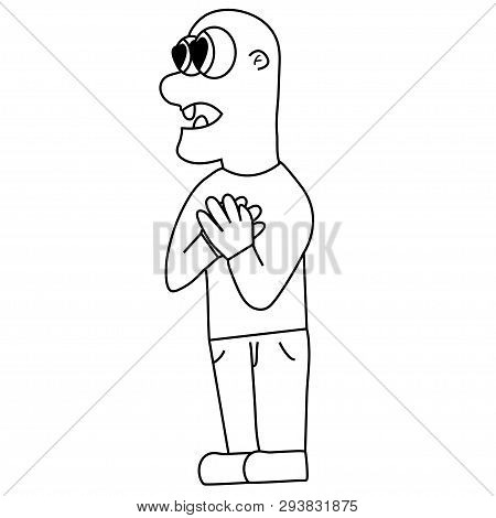 Man In Love Outline. Isolated Stock Vector Illustration