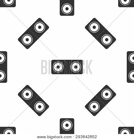 Grey Stereo Speaker Icon Isolated Seamless Pattern On White Background. Sound System Speakers. Music