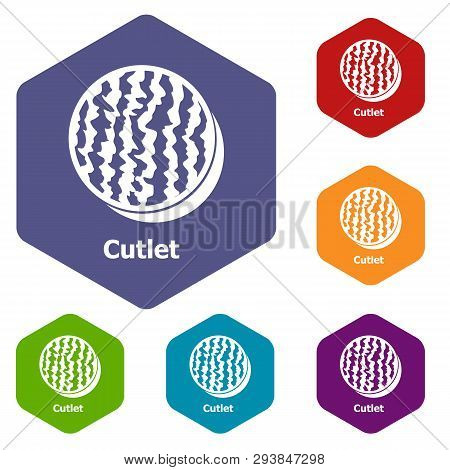 Cutlets Icons Vector Colorful Hexahedron Set Collection Isolated On White