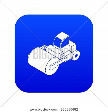 Roller Truck Icon Blue Vector Isolated On White Background