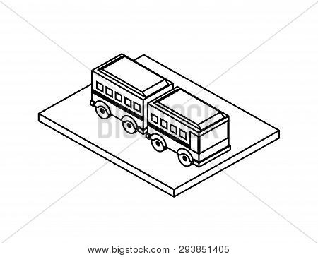 Articulated Bus Transport Isometric Icon Vector Illustration Design
