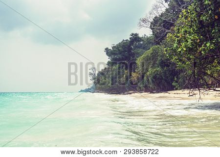Stunning View Of Havelock Island Beach, Beautiful Tree In The Sea Water, Andaman Nicobar Islands.