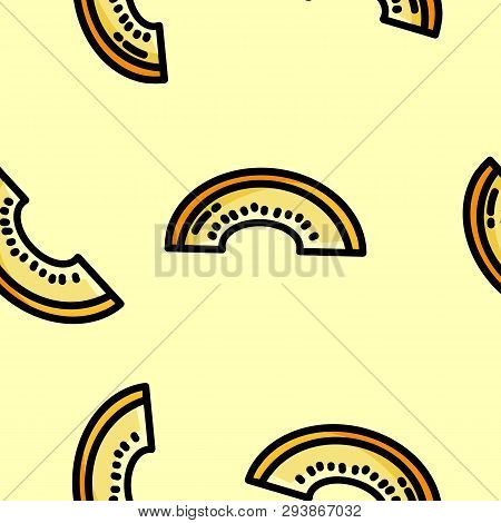 Cute Cartoon Flat Style Cantaloop Melon Seamless Pattern